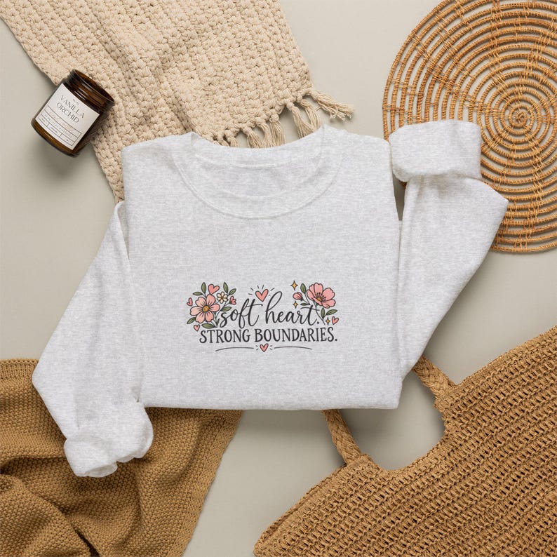 Soft Heart Strong Boundaries Sweatshirt, Self Care Sweatshirt, Mental Health Crewneck, Boundaries Shirt, Therapist Gift, Empowerment Gift image 4