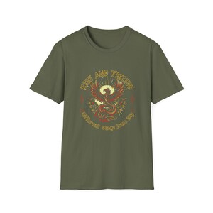 Phoenix Neurodiversity Awareness Shirt, Rise Thrive Cotton Tee Military Green