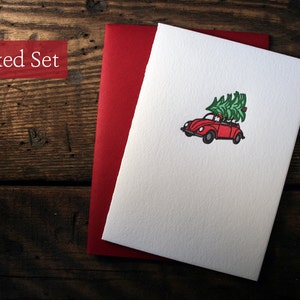 Letterpress Printed Volkswagen Bug Christmas Cards image 1