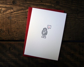 Letterpress Robot Hello Card - Single