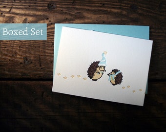 Letterpress Printed Holiday Hedgehog Cards