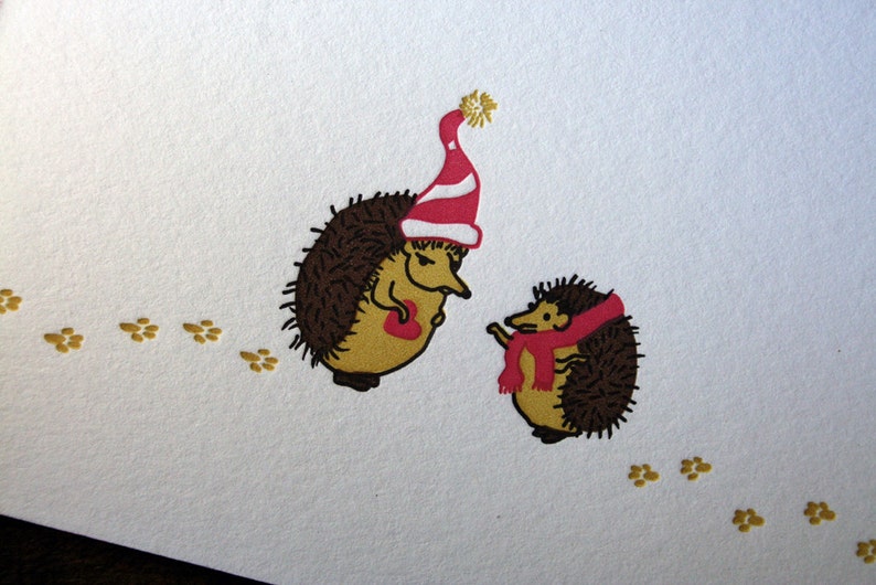 Letterpress Printed Hedgehog Valentine Card single image 2