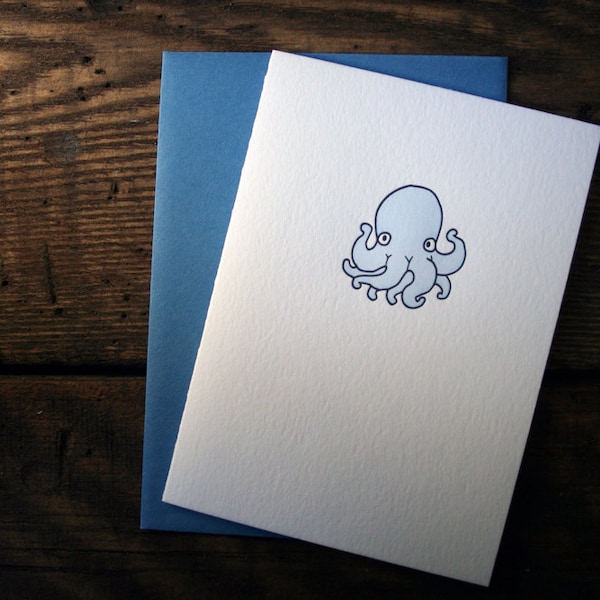 Buchdruck gedruckt hübsch Octopus-Karte - Single