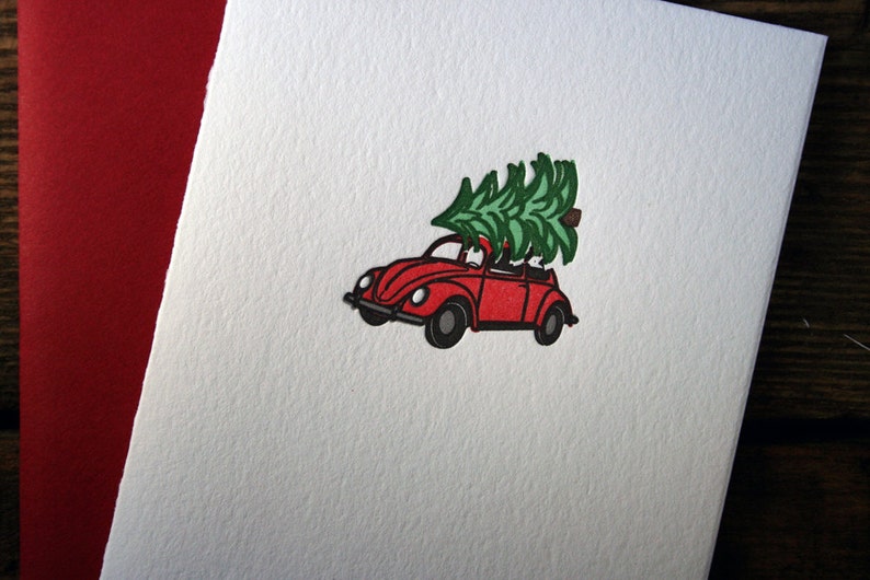 Letterpress Printed Volkswagen Bug Christmas Cards image 3