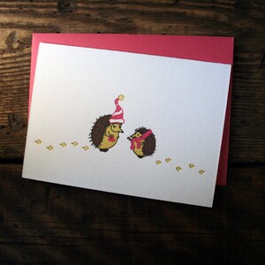 Letterpress Printed Hedgehog Valentine Card - single