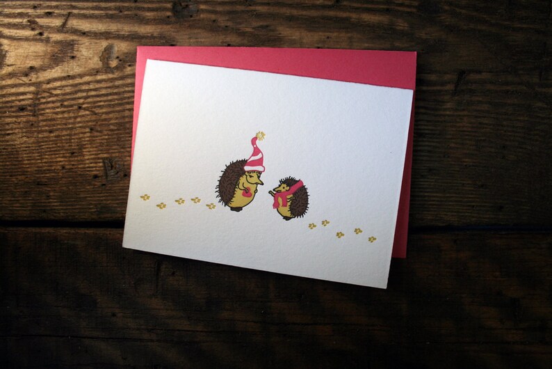 Letterpress Printed Hedgehog Valentine Card single image 1