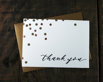 Letterpress & Foil Stamped Confetti Thank You Card - single