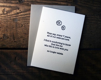 Letterpress (un)Valentine Card - New Cell Plan - single