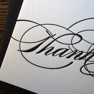 Boekdruk gedrukte elegante kalligrafie Bedankkaart één afbeelding 2