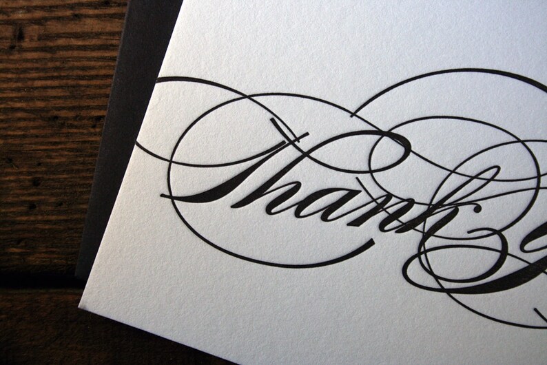 Letterpress Printed Elegant Calligraphy Thank You Card single image 2