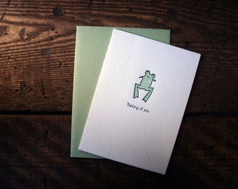 Letterpress Printed "Thinking of You" Frog Card - Single