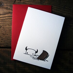 Letterpress Winter Schlitten Monster Karte - einzeln