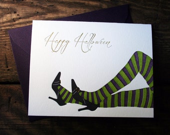 Halloween Witches' Legs Greeting Card - single