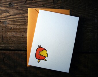 Letterpress Happy Orange Bird Card - single