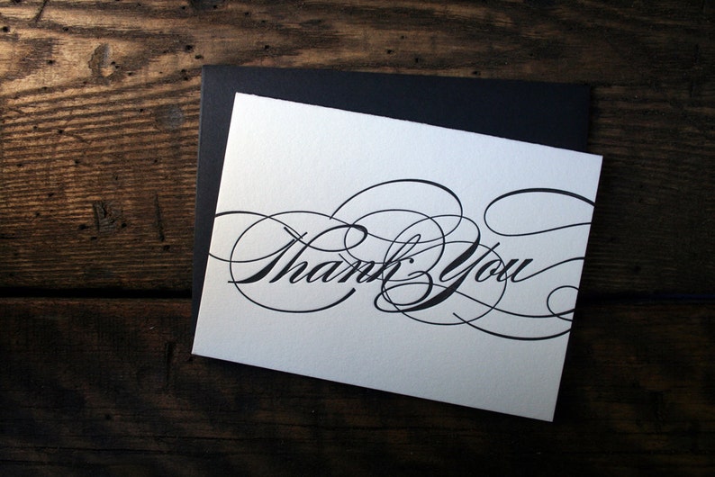 Letterpress Printed Elegant Calligraphy Thank You Card single image 1