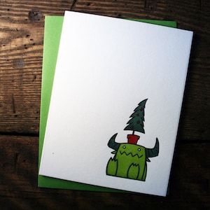 Buchdruck Karte der Weihnachtsbaum-Monster - Einzelzimmer