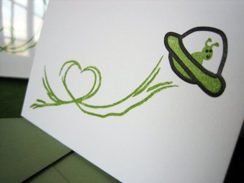 Letterpress Printed UFO Love Card single image 3