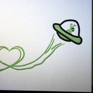 Letterpress Printed UFO Love Card single image 2