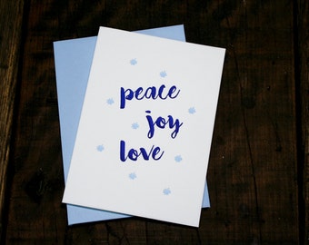 Letterpress Printed Peace • Joy • Love Holiday Cards