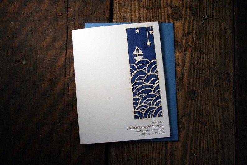 Letterpress Printed, Laser-Cut, New Oceans Card single image 1