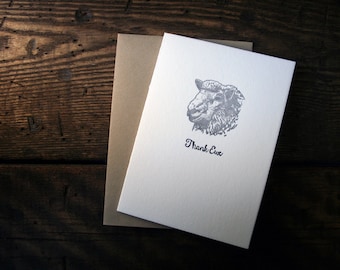 Letterpress Printed Thank Ewe Card - single