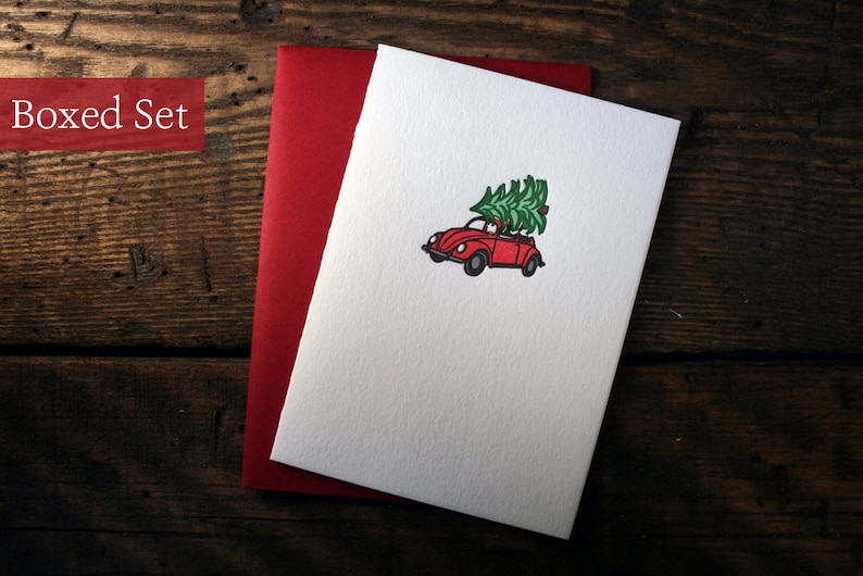 Letterpress Printed Volkswagen Bug Christmas Cards image 1