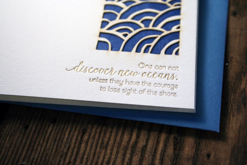 Letterpress Printed, Laser-Cut, New Oceans Card single image 3