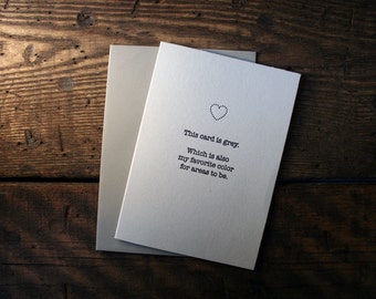 Letterpress (un)Valentine Card - Grey Areas - single