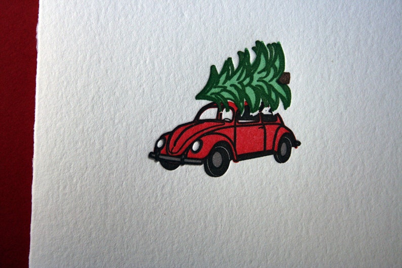 Letterpress Printed Volkswagen Bug Christmas Cards image 2