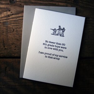 Letterpress unValentine Card Proud to Serve single image 1