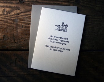 Letterpress (un)Valentine Card - Proud to Serve - single