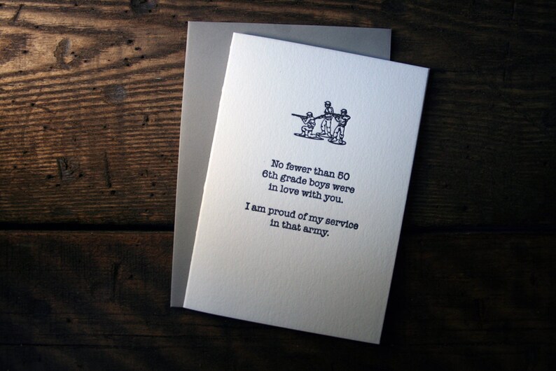 Letterpress unValentine Card Proud to Serve single image 1