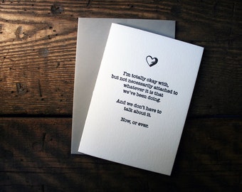 Letterpress (un)Valentine Card - Now or Ever - Single