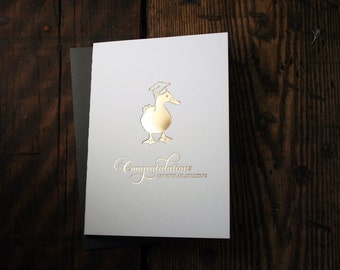 Letterpress Printed Gold Foil Graduation Duck Card