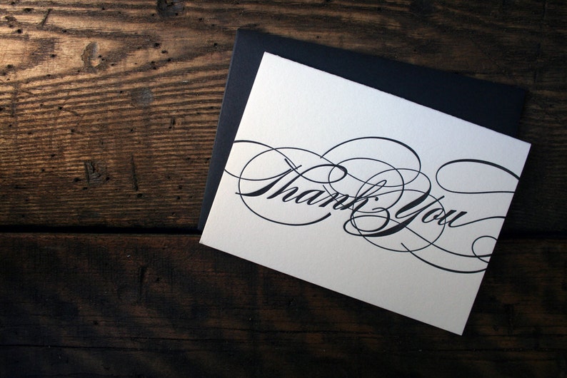 Letterpress Printed Elegant Calligraphy Thank You Card single image 3