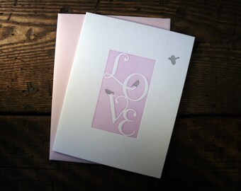 Letterpress Printed Love Letters Card - Single