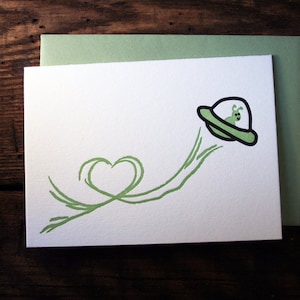 Letterpress Printed UFO Love Card single image 1