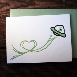 Cartão de amor UFO impresso em tipografia - único