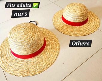 3 sizes! - NEW Anime Luffy One Piece Straw Hat with a string  - for Adults or kids