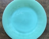 Fire King Jane Ray Luncheon or Salad Plate Green Milk Glass Vintage Glass 1940 39 s