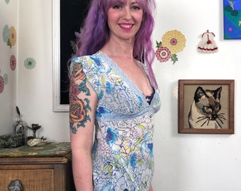 Vintage Sheer Floral Blouse, Y2k Flower Print Top by Rave