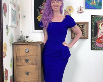 Vintage Purple Sheath Dress, 1980s Susan Roselli for Vijack Cocktail Dress Sz M