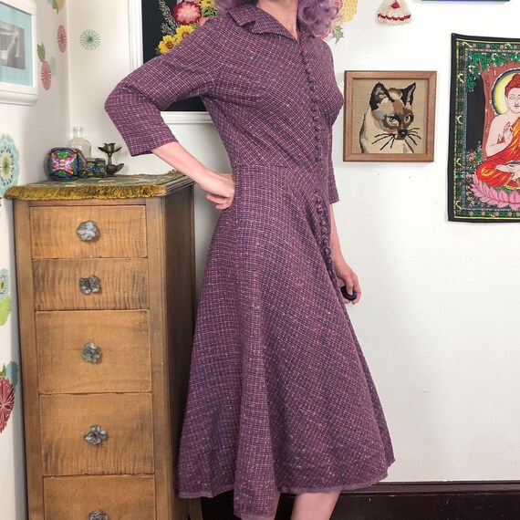 Vintage Purple Tweed Day Dress, 1960s David Cryst… - image 6