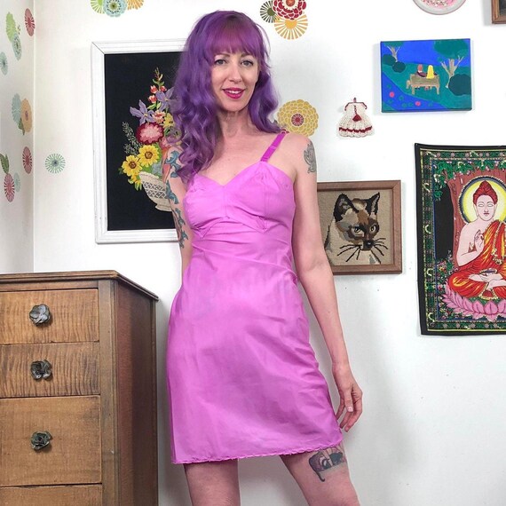 hot pink slip dress midi Sade Slip Dress