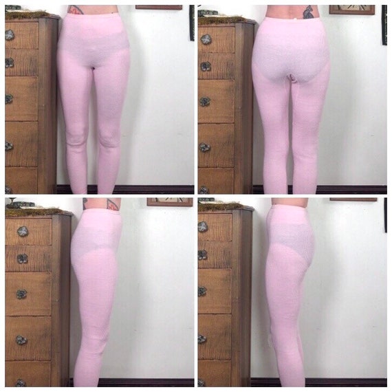 Vintage Pink Waffle Weave Long Johns, Thermal Kni… - image 5