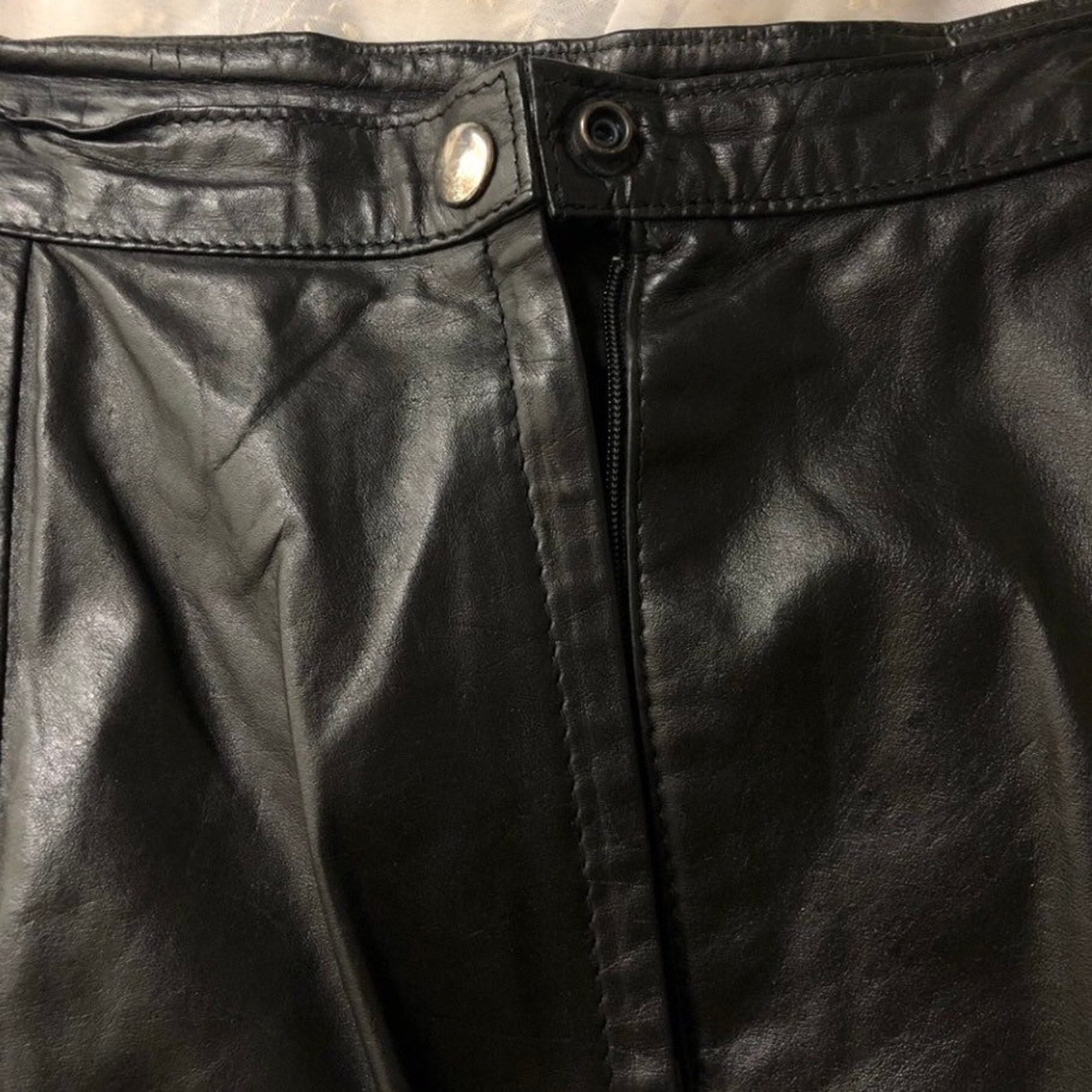Vintage High Waisted Black Leather Pencil Skirt Size S | Etsy