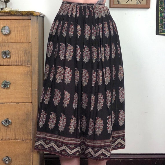 Vintage Indian Cotton Gauze Printed Skirt, 1970s … - image 6