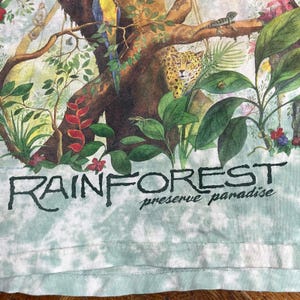 Vintage Liquid Blue Rainforest Preserve Paradise T-Shirt, 1990s Tie Dye Tee XL immagine 13