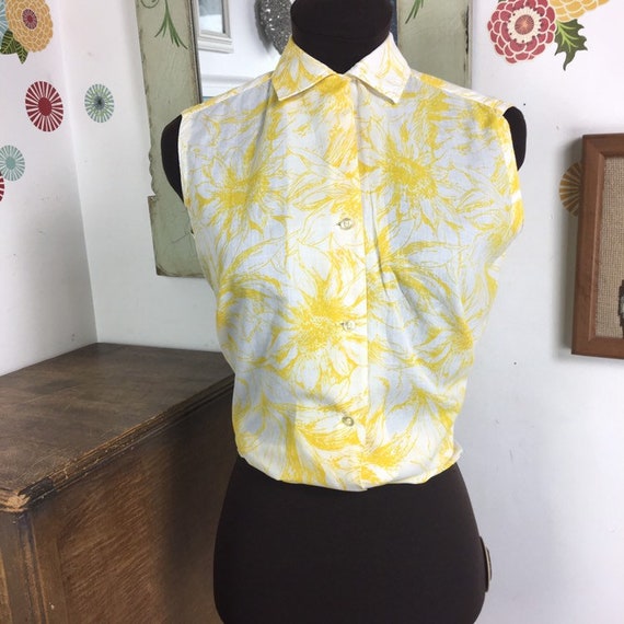 yellow floral sleeveless top