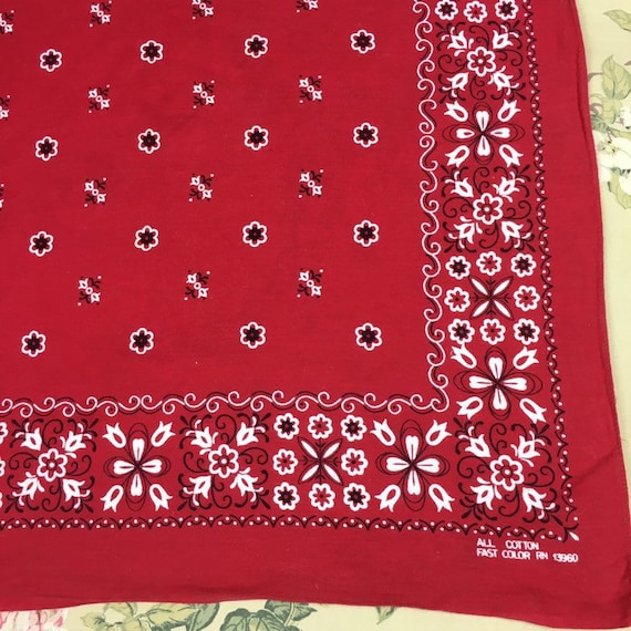 Vintage Bandana, Turkey Red Color Fast 100% Cotton